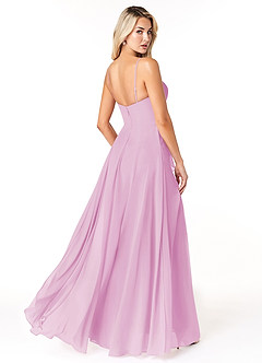 Azazie Emerald Bridesmaid Dresses Candy Pink A-Line Ruffled Chiffon Dress image3