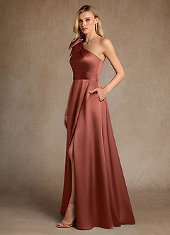 Azazie Easton Mother of the Bride Dresses Auburn A-Line One Shoulder Stretch Satin Dress image2