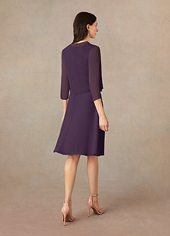 Azazie Klaus Mother of the Bride Dresses Plum A-Line Scoop Sequins Chiffon Dress image2