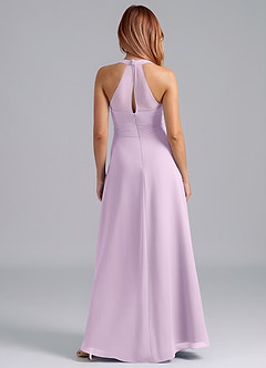 Azazie Dorota Bridesmaid Dresses Frosted Lilac A-Line Pleated Chiffon Dress image2