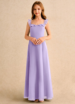 Azazie Chip Girls Formal Flower Girl Dresses Lilac A-Line Sleeveless Chiffon Dress image4