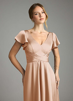 Azazie Omari Bridesmaid Dresses English Rose A-Line Stretch Satin Dress image6