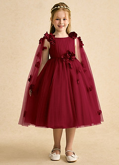 Azazie Staria Robe Demoiselle D'honneur Fillette Robe Princesse en Tulle Rayé Bourgogne image6
