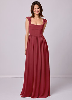 Barbie ♥ Azazie Bridesmaid Dresses Pomegranate A-Line Corset Chiffon Dress image1