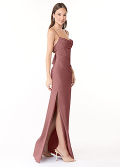Azazie Mai Brautjungfernkleider Etui Plissee Chiffon Kleid Wüstenrose image3