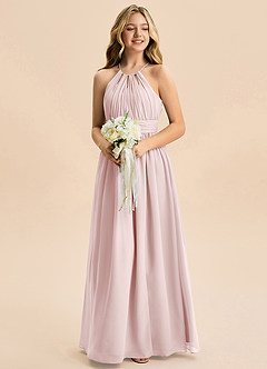 Azazie Noelle Junior Blushing Pink A-Line Pleated Chiffon Dress image5