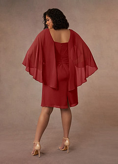 Azazie Mirra Mother of the Bride Dresses Rust Sheath Scoop Pleated Chiffon Dress image9