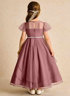 Azazie Duckie Abiti da Ragazza di Fiori Abito Principessa in Tulle Plissettato Rosa Del Deserto image5