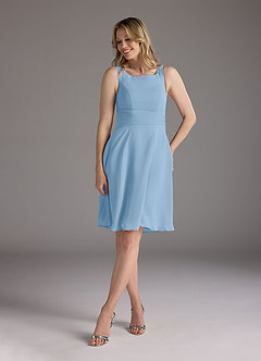 Azazie Shirley Moeder van de bruid jurken A-Lijn Jurk van Chiffon Schop gevouwen Poederblauw image5