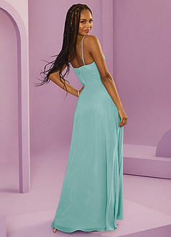 Barbie ♥ Azazie Bridesmaid Dresses Aqua A-Line with Pockets Chiffon Dress image11