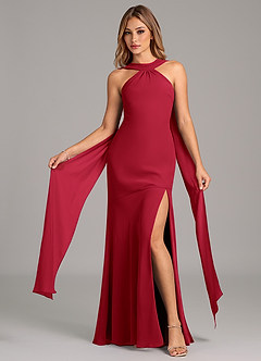 Azazie Kinsley Bridesmaid Dresses Scarlet Mermaid Pleated Chiffon Dress image5