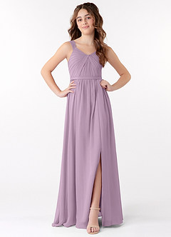 Azazie Evie Junior Wisteria A-Line Pleated Chiffon Dress image1