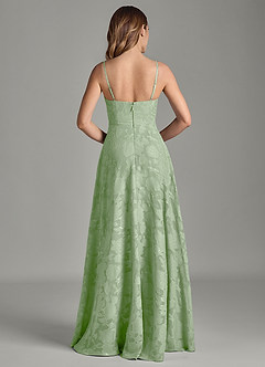 Azazie Amani 신부 들러리 드레스 A라인 주름진 플로럴 번아웃 바닥 길이 드레스 image6