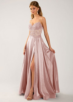 Isoldemark Pink Beading Sequin Embroidery Satin Prom Dress image3