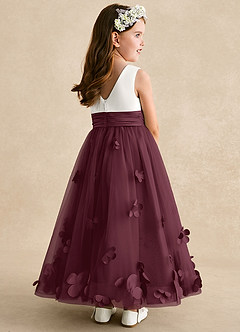 Azazie Vi Flower Girl Dresses Cabernet A-Line Sleeveless Tulle Dress image4