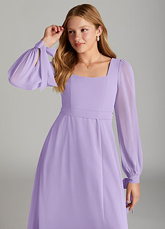 Azazie Leonia Junior Lilac A-Line with Pockets Chiffon Dress image5