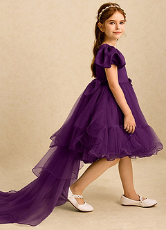 Azazie Cocoa vestidos de niña de las flores Vestido de Uva de Tul de Princesa con Plisado image4