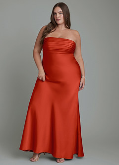 Azazie Saylor Bridesmaid Dresses Rust Mermaid Strapless Stretch Satin Dress image11