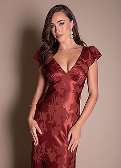 Lenice Rojo Caoba Vestido largo image5
