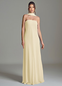Azazie Ilana Bridesmaid Dresses Lemon Sorbet A-Line Strapless Chiffon Dress image4