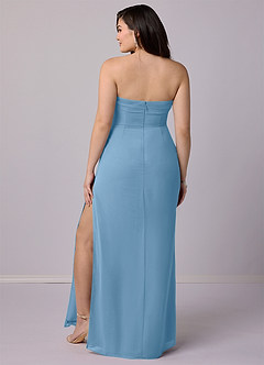 Barbie ♥ Azazie Bridesmaid Dresses Steel Blue Sheath Strapless Chiffon Convertible Dress image9