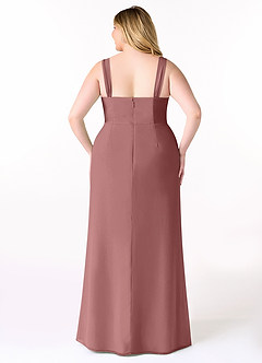 Azazie Denice Bridesmaid Dresses Desert Rose Sheath Pleated Chiffon Dress image10