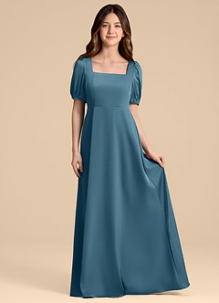 Azazie Briar Junior Bermuda A-Line Bow Stretch Satin Dress image4