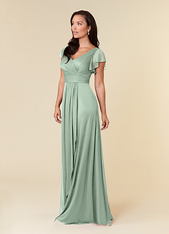 Azazie Reneya Mother of the Bride Dresses Agave A-Line Pleated Mesh Dress image2