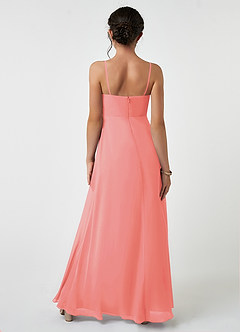 Azazie Collette Junior Coral A-Line Ruched Chiffon Dress image2