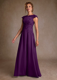 Azazie Christi Mother of the Bride Dresses Grape A-Line Lace Chiffon Dress image4