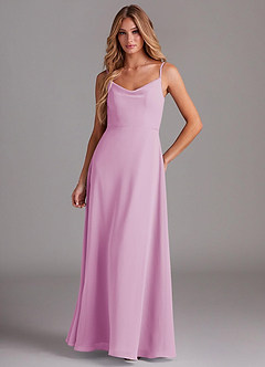Azazie Daenerys Bridesmaid Dresses Candy Pink A-Line Cowl Chiffon Dress image1