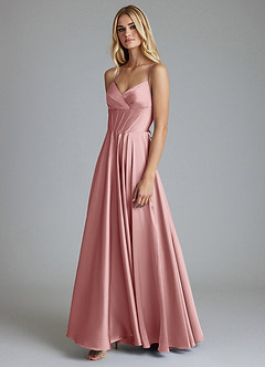 Azazie Alaia Suknie dla druhen Linia A Gorset Satyna elastyczna Do ziemi Sukienka image4