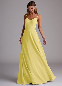 Azazie Marley Bridesmaid Dresses Canary A-Line Off the Shoulder Chiffon Convertible Dress image5