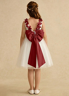 Azazie Lona Jurken voor bloemenmeisjes A-Lijn Jurk van Mat Satijn Boog Ivoor Roest image2