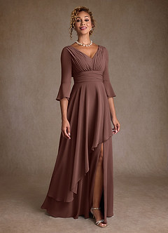 Azazie Eire vestidos de madre de la novia Vestido de Expresado de Gasa de Corte en A con Plisado image1