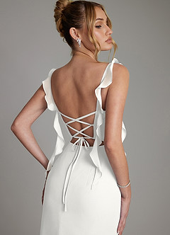 Azazie Jessamine Bridesmaid Dresses White Mermaid Corset Chiffon Dress image2