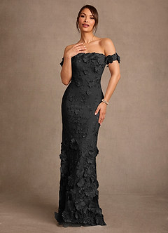 Azazie Lotta vestidos de madre de la novia Vestido de Negro de Encaje de Corte Sirena con Vestidos sin tirantes image1