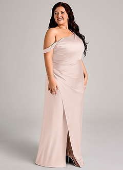 Azazie Madelyn Jurken voor bruidsmeisjes Converteerbaar Jurk van Stretch Satijn met Zeemeermin One-Shoulder Blozend Roze image10