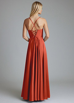 Azazie Alaia Suknie dla druhen Linia A Gorset Satyna elastyczna Do ziemi Sukienka image3