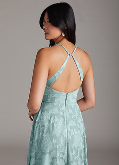 Azazie Davis Robes de demoiselle d'honneur Robe Trapèze en Blumen-Burnout Plissée Brume image6