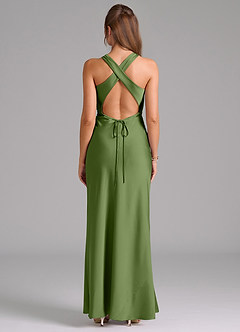 Azazie Evadne Bridesmaid Dresses Juniper A-Line Pleated Stretch Satin Dress image2