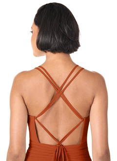 Azazie Farren Bridesmaid Dresses Burnt Orange A-Line Pleated Chiffon Convertible Dress image2