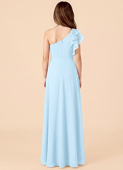 Azazie Arabella Junior Sky Blue A-Line Ruched Chiffon Dress image2