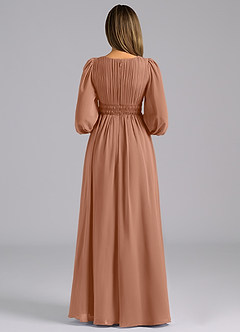 Azazie Palerma Abiti da Damigella Abito A-Line in Chiffon Manica Lunga Bronzo image2