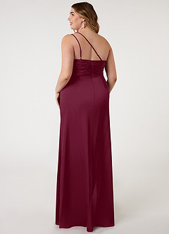 Azazie Eren Bridesmaid Dresses Mulberry Mermaid One Shoulder Stretch Satin Dress image7