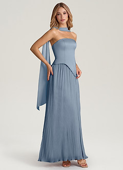 Azazie Tierney Robes de demoiselle d'honneur Robe Trapèze Convertible en Mousseline de soie Sans bretelle Violet Crépusculaire image7
