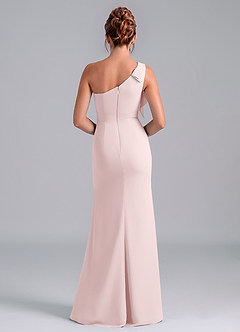 Azazie Rinna Bridesmaid Dresses Blushing Pink Mermaid One Shoulder Chiffon Dress image2