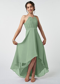 Azazie Oaklynn Junior Matcha A-Line Pleated Chiffon Dress image2