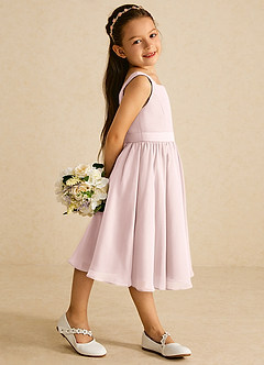 Azazie Ari Blumenmädchenkleider A-Linie ärmellos Chiffon Kleid Zartrosa image3