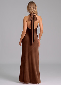 Azazie Velli Suknie dla druhen Syrena Wysoka Kołnierz Aksamit Do ziemi Sukienka image7